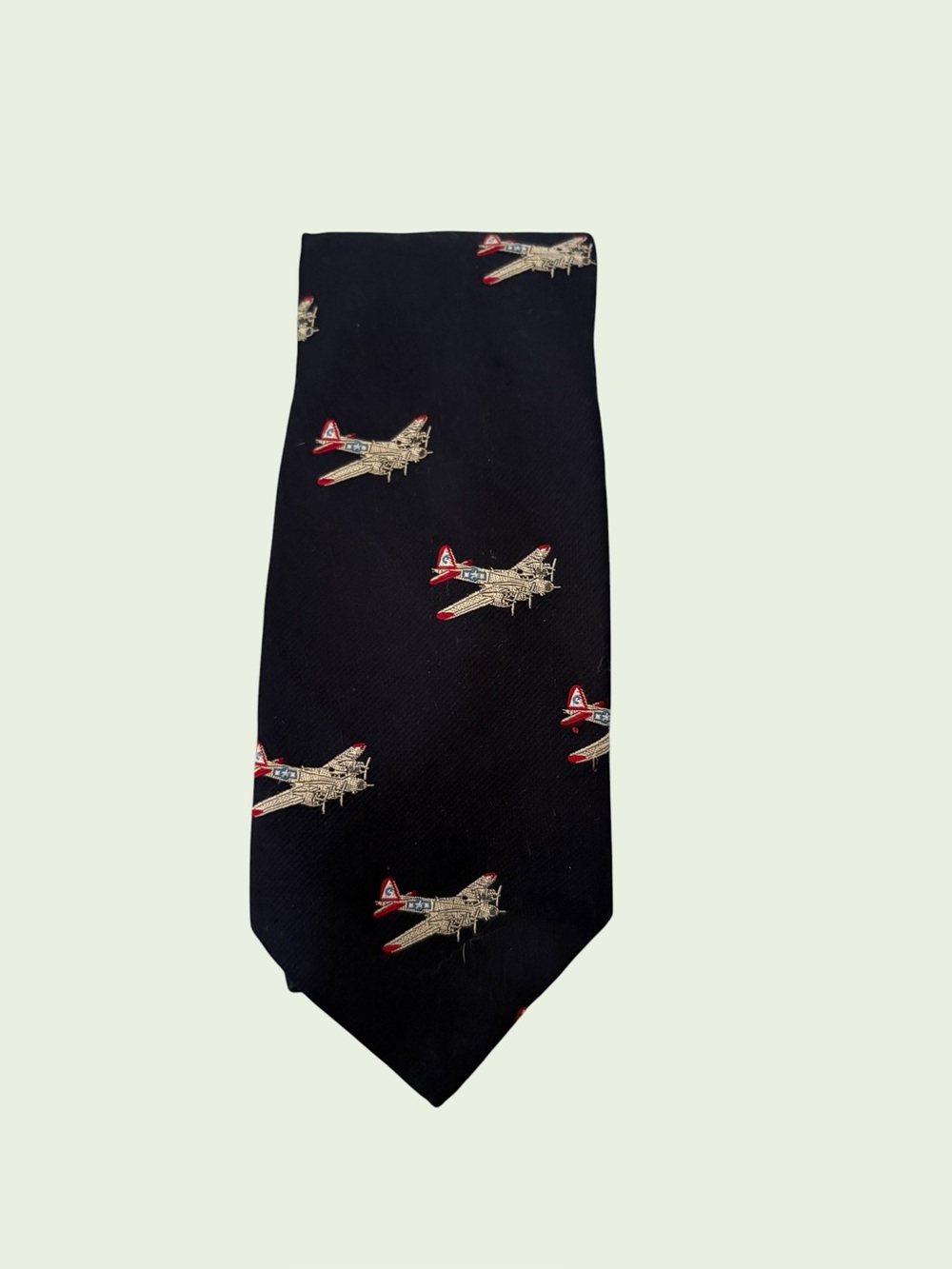 Vintage Smithsonian Institution Airplane Tie Navy Aviation Military Aircraft